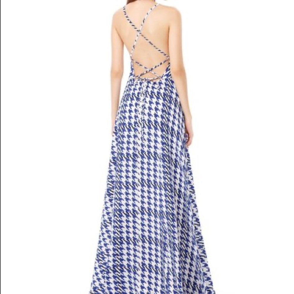 Cross-Back Blue and White Maxi Dress